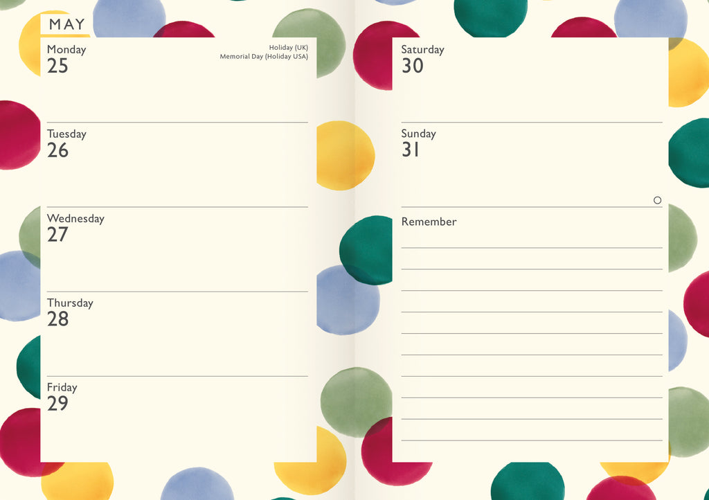 Emma Bridgewater Polka Dot A6 diary 2026 - Daisy Park