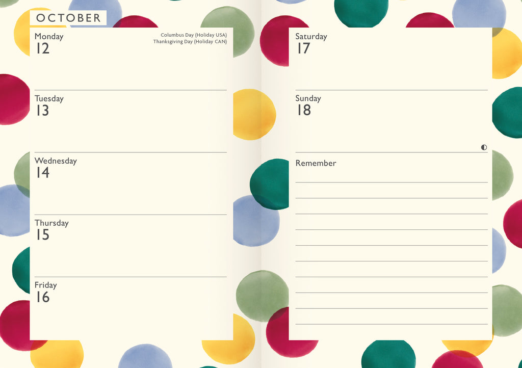 Emma Bridgewater Polka Dot A6 diary 2026 - Daisy Park
