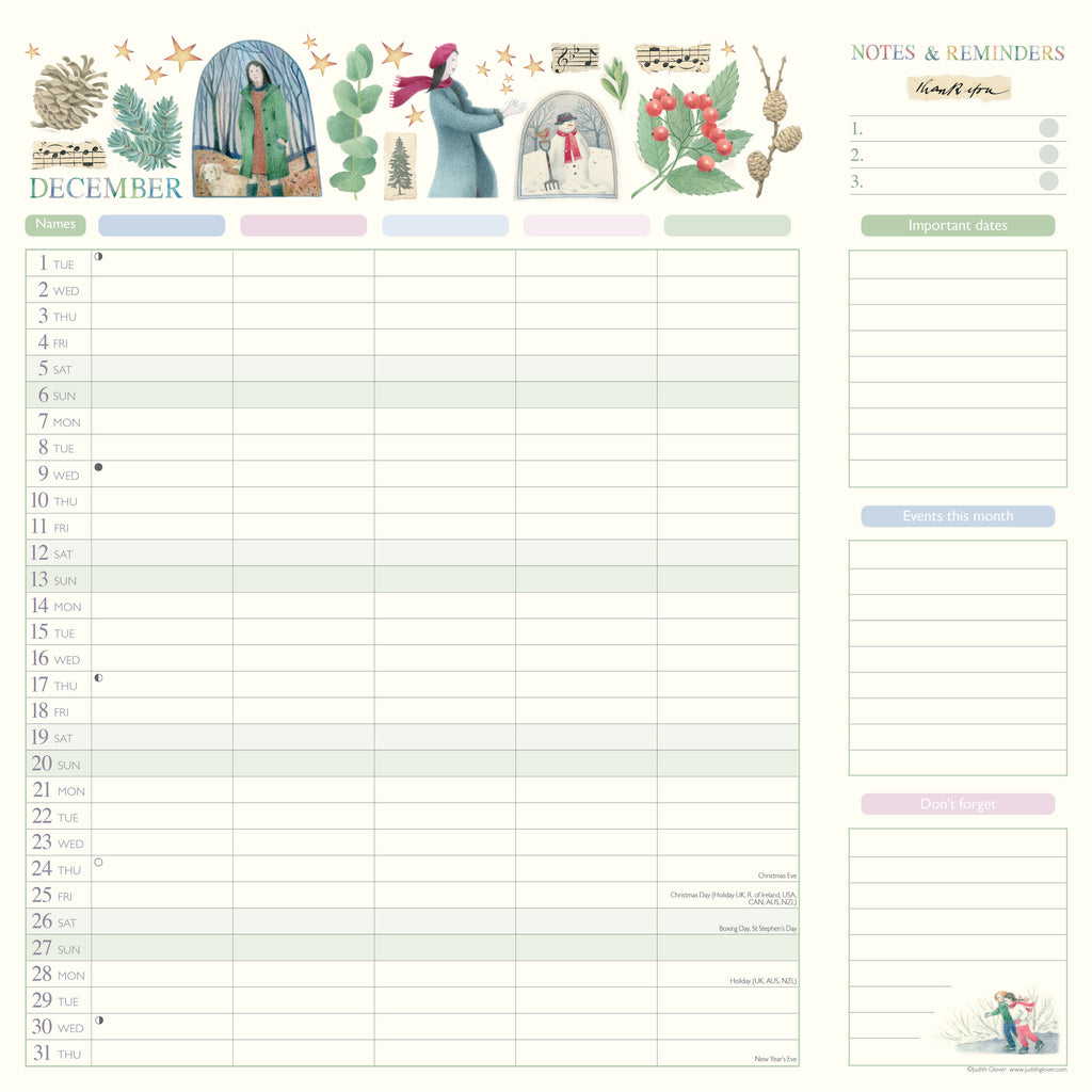 Judith Glover Garden days calendar for 2026 - Daisy Park