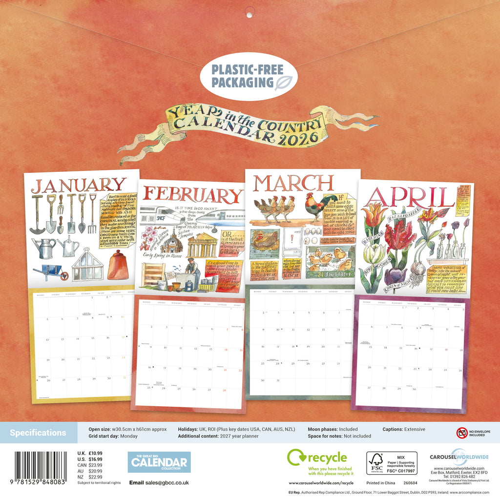 Matthew Rice A year in the country Wall calendar 2026 - Daisy Park