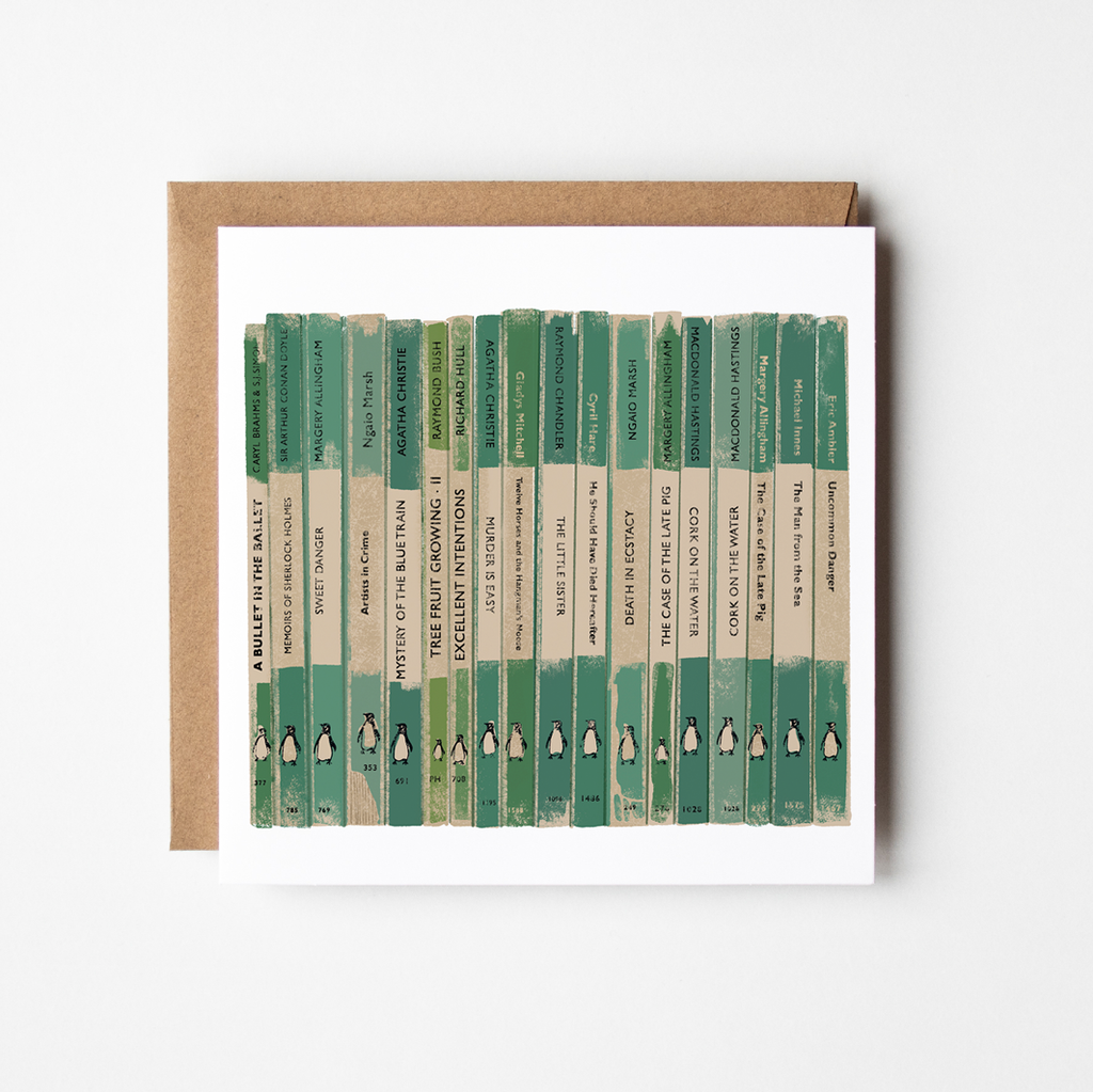 Penguin Green - blank greetings card - Daisy Park