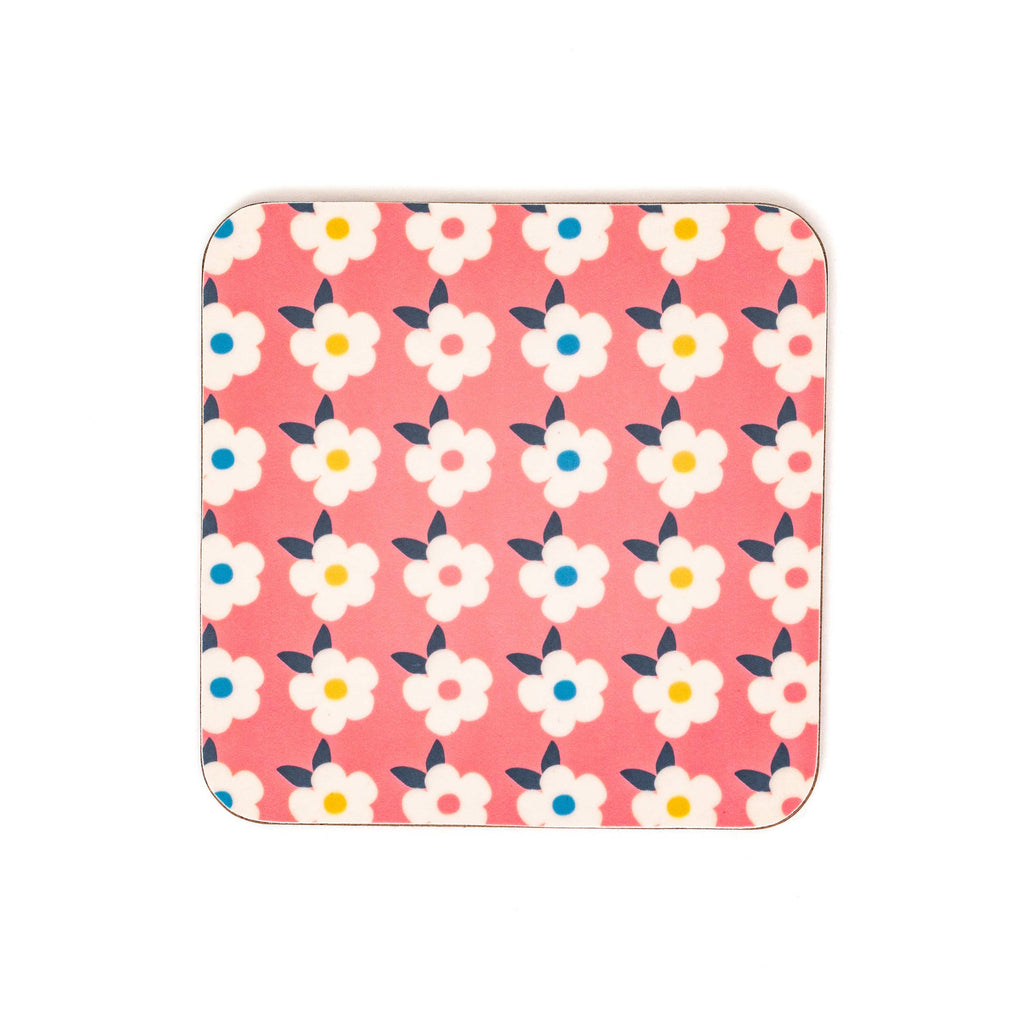 Set of four mixed colourful coasters - Retro Floral - Daisy Park