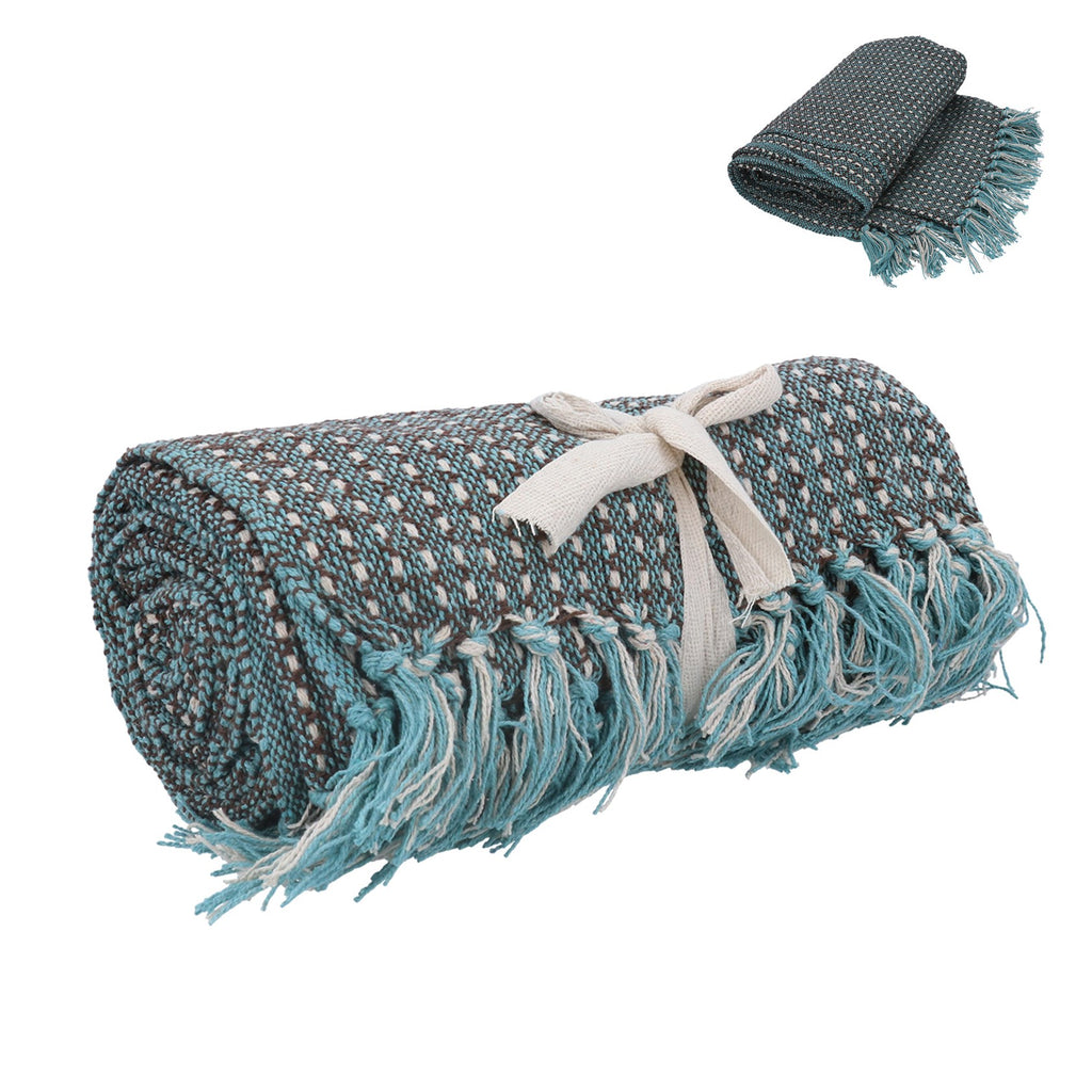 Teal and Brown Retro cotton throw - Daisy Park