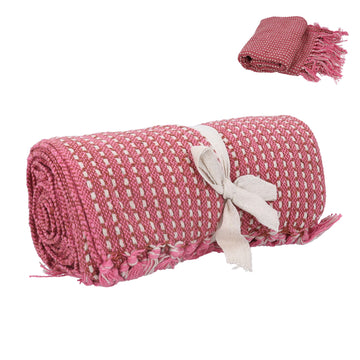 Pink and Brown Retro cotton throw - Daisy Park