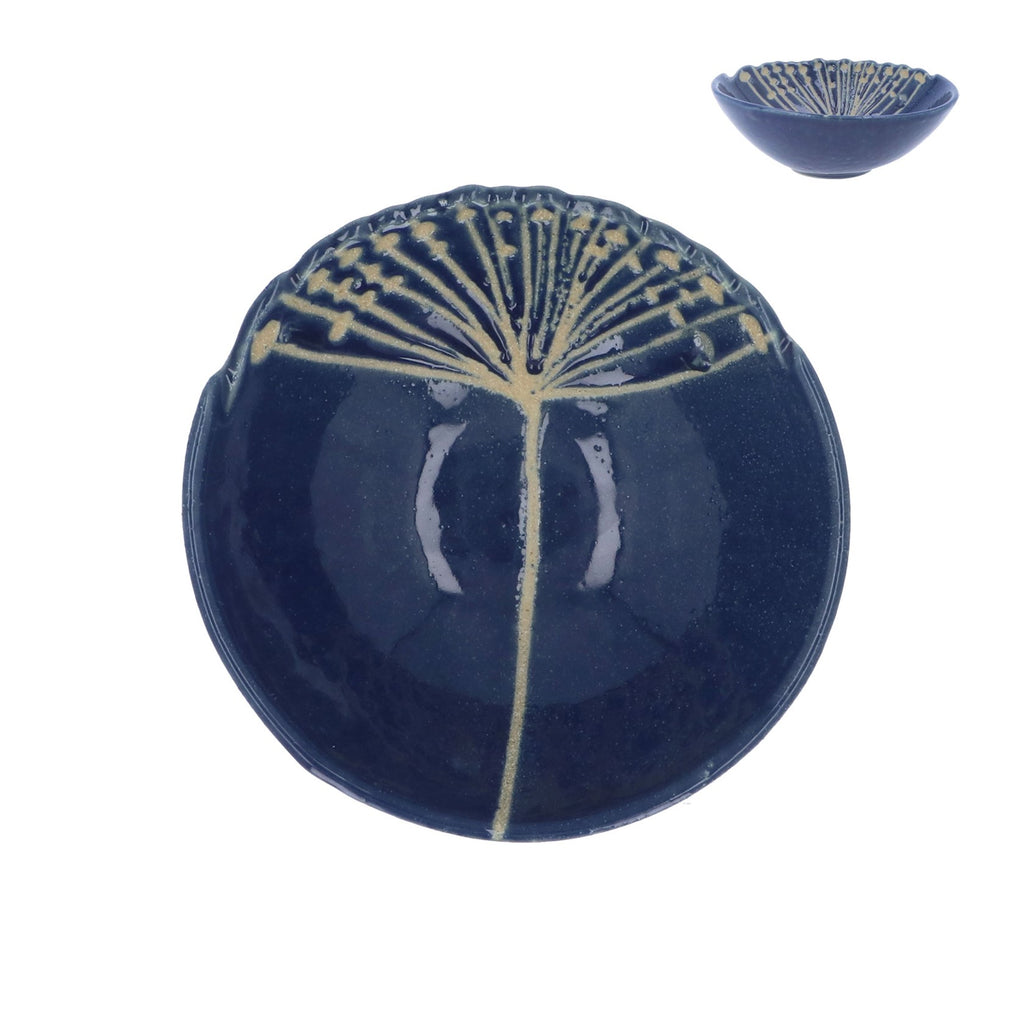 Navy seed head stoneware bowl - Daisy Park