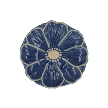 Navy stoneware Flower plate - Daisy Park