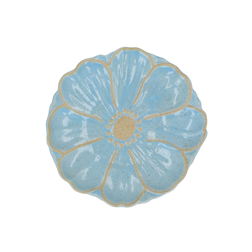 Blue stoneware Flower plate - Daisy Park
