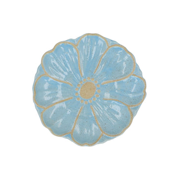 Blue stoneware Flower plate - Daisy Park