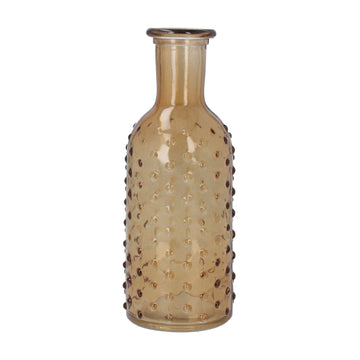 Dimple glass bottle vase - Light Amber or Dark Amber - Daisy Park