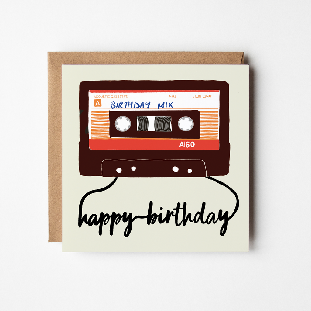 Birthday Mixtape - blank greetings card - Daisy Park