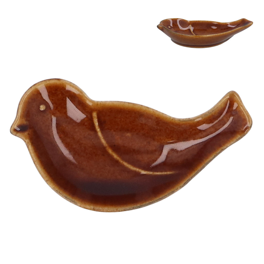 Brown Stoneware mini bird dish - Daisy Park