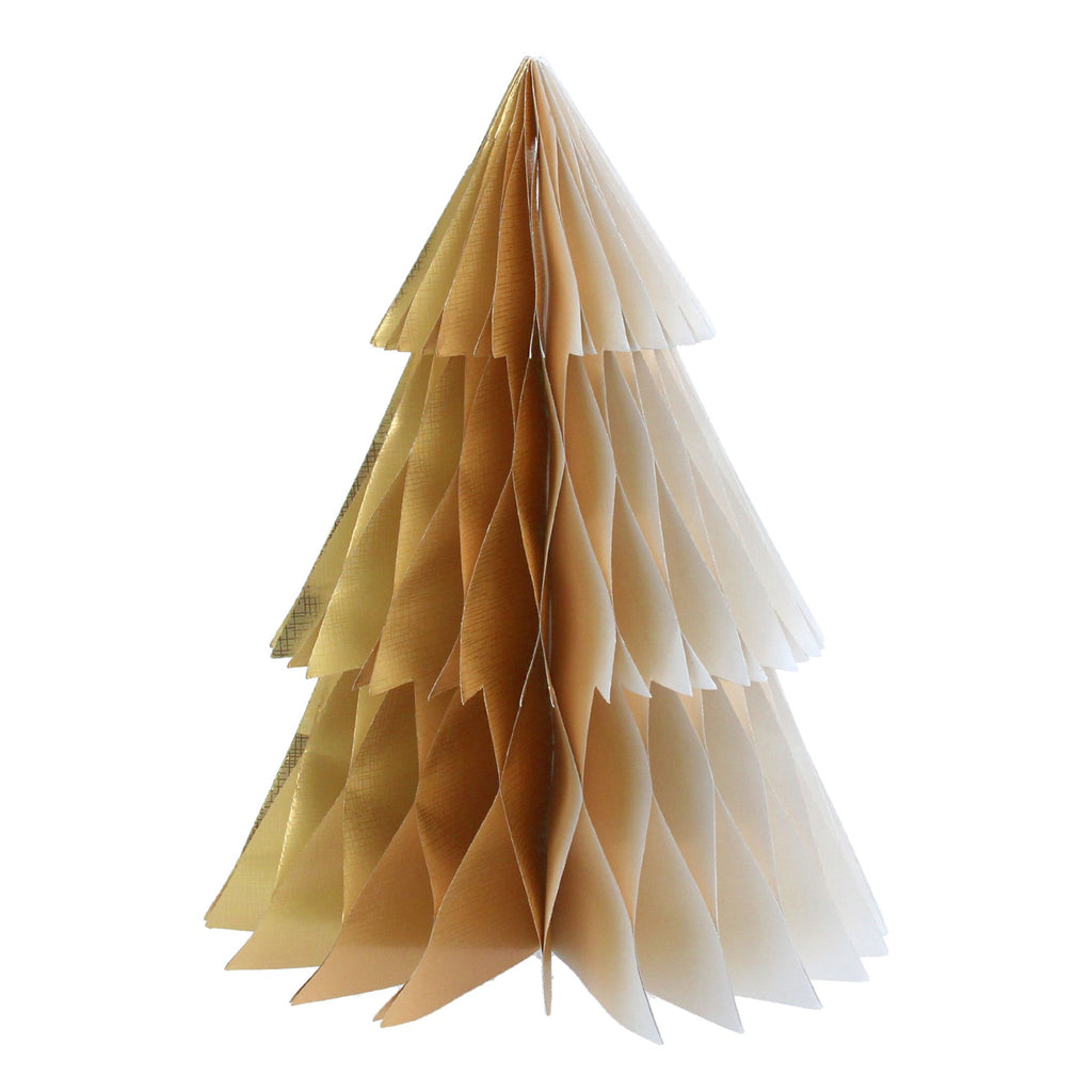 Gold White paper honeycomb tree ornament - Daisy Park