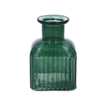 Glass square ribbed vase small - Purple, Green, or Teal - Daisy Park
