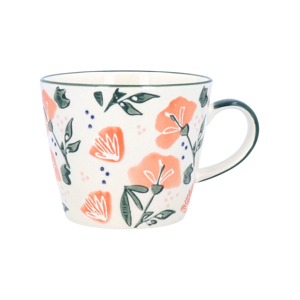 Coral Sweetpea stoneware mug - Daisy Park