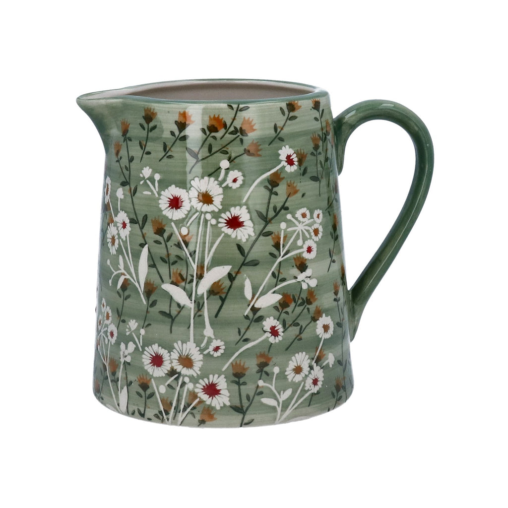 Green wild daisy stoneware large jug - Daisy Park