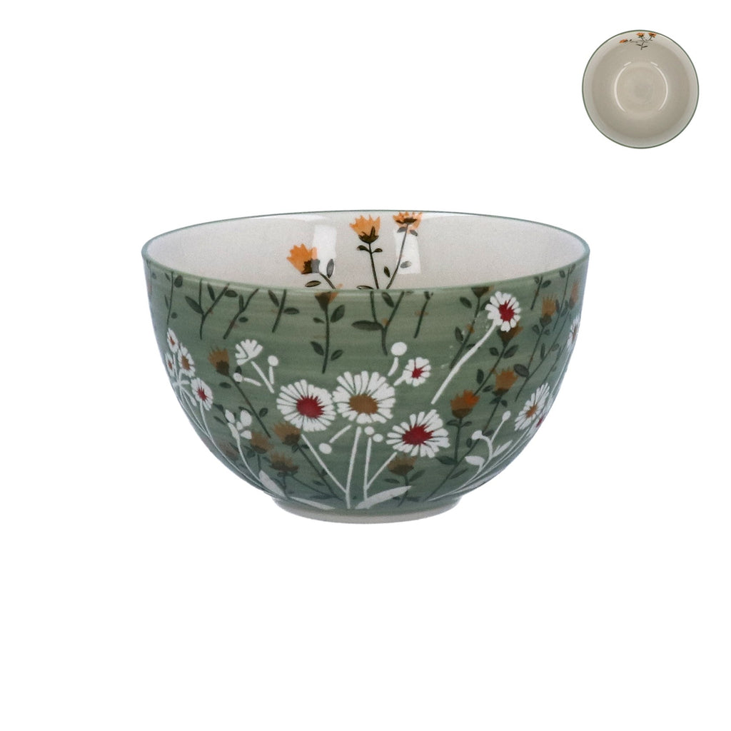 Green wild daisy stoneware small bowl - Daisy Park