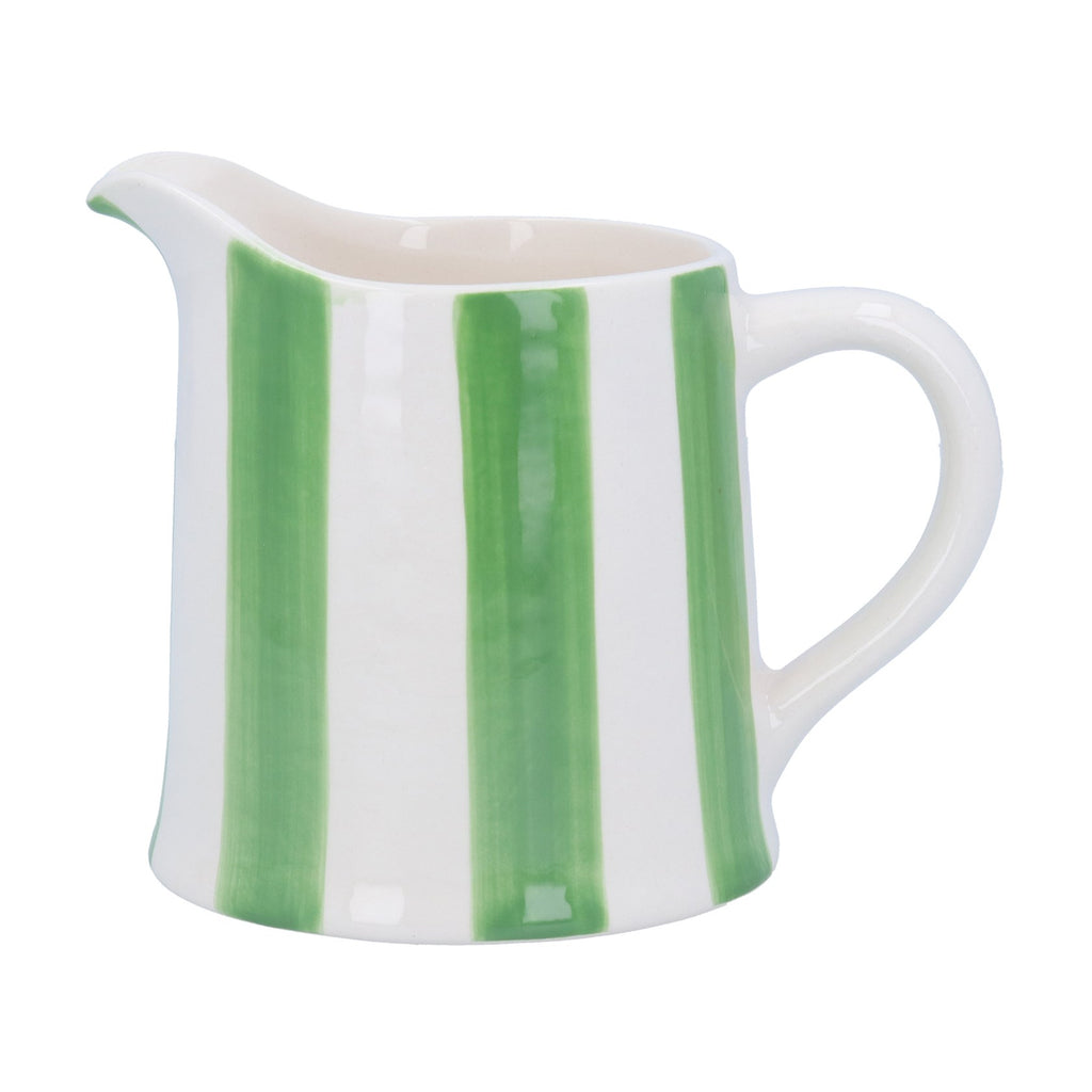 Green stripe stoneware creamer jug - Daisy Park