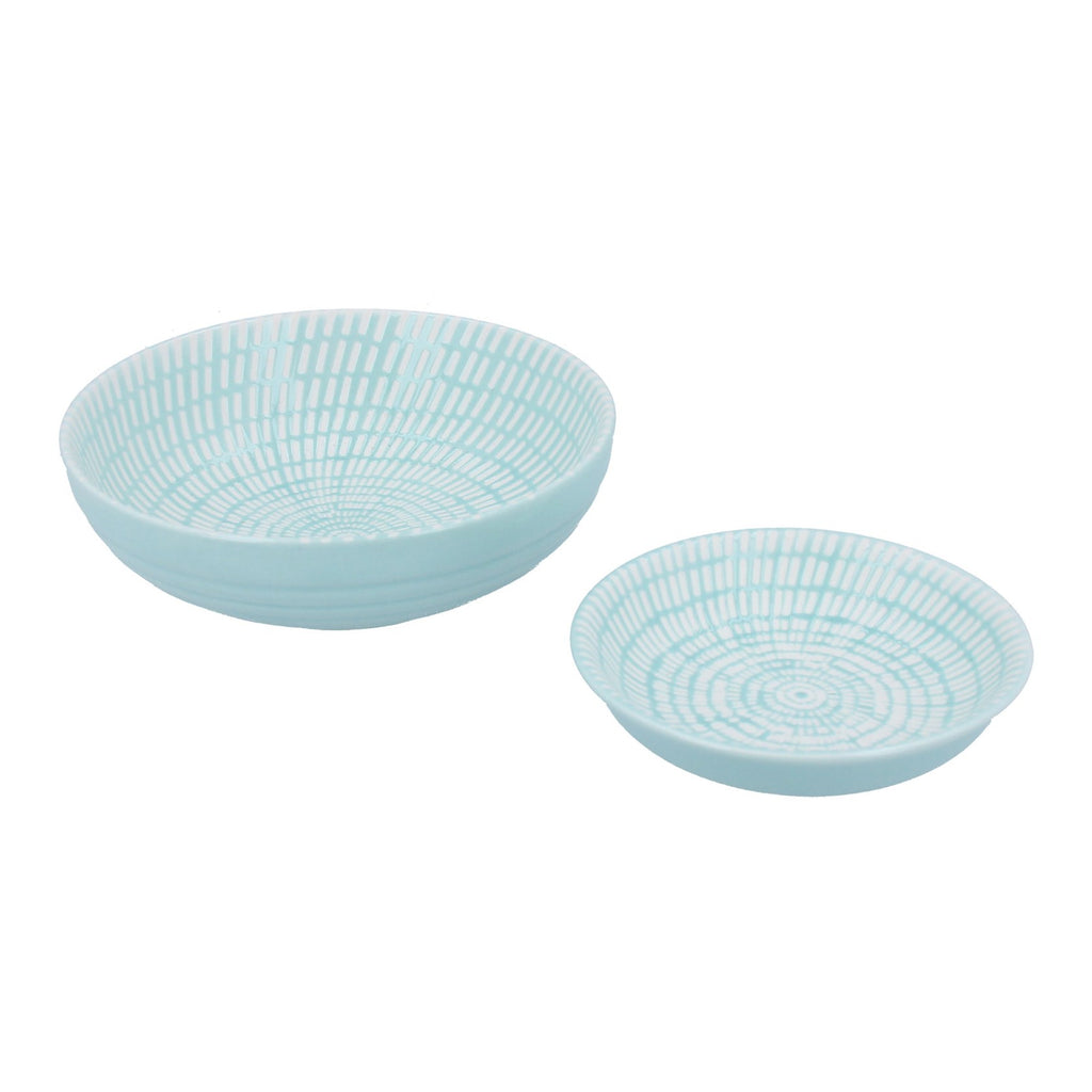 Set of 2 Blue ceramic trinket dishes - Daisy Park