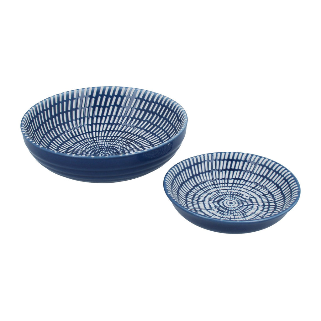 Set of 2 Navy ceramic trinket dishes - Daisy Park