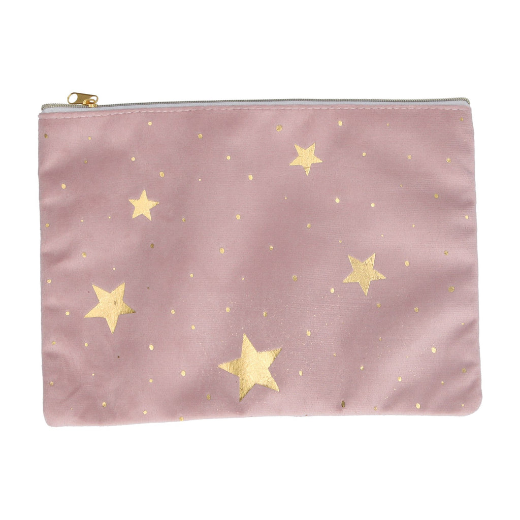 Pink velvet stars zip pouch - Daisy Park