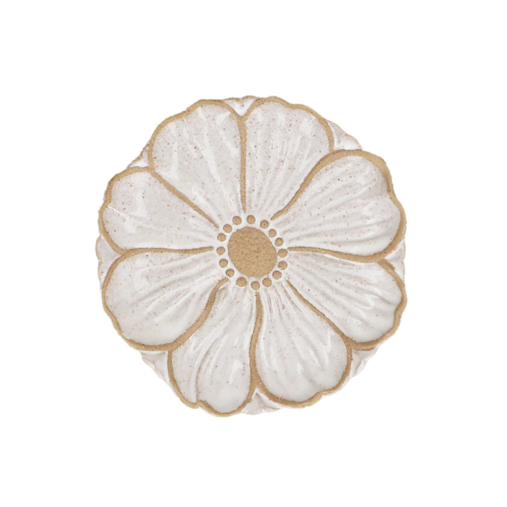 White stoneware Flower plate - Daisy Park