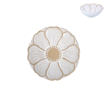 White flower stoneware bowl - Daisy Park
