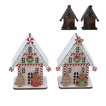 LED Wood Gingerbread LED chalet ornament - Daisy Park