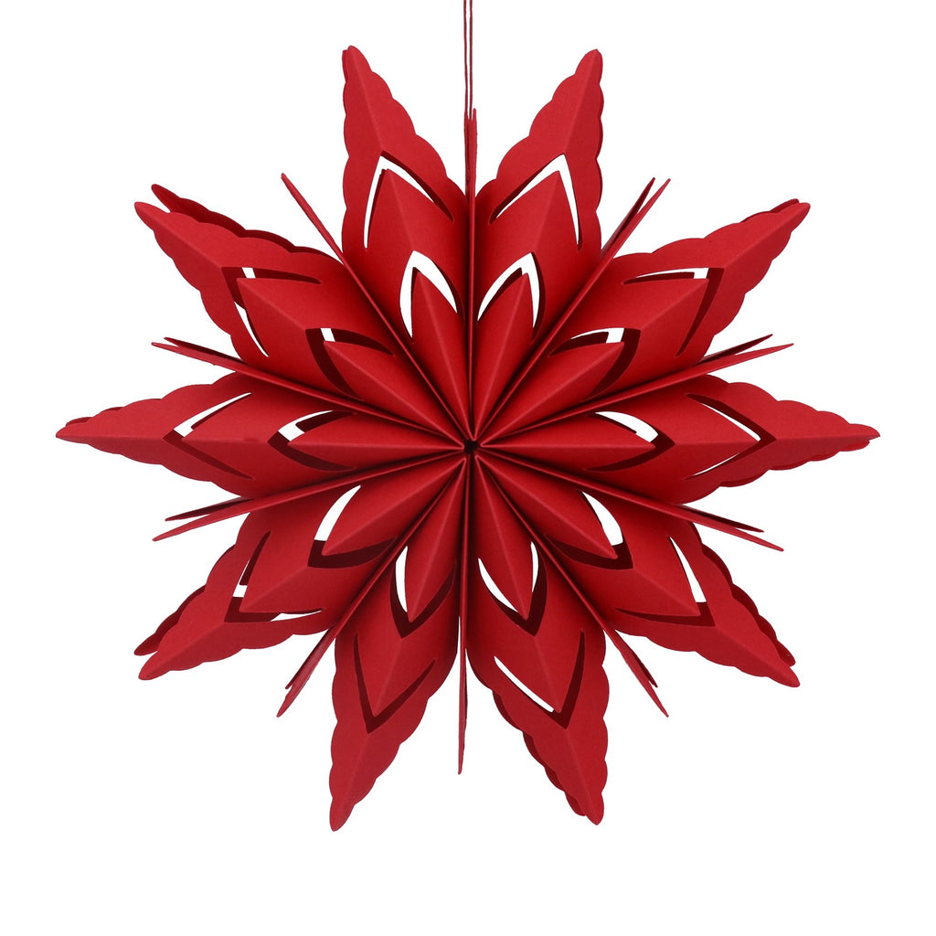 Red paper fretwork star decoration - large - Daisy Park