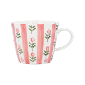 Pink stripe flower mug - Daisy Park