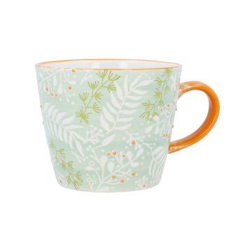 Pale green Botanical stoneware mug - Daisy Park