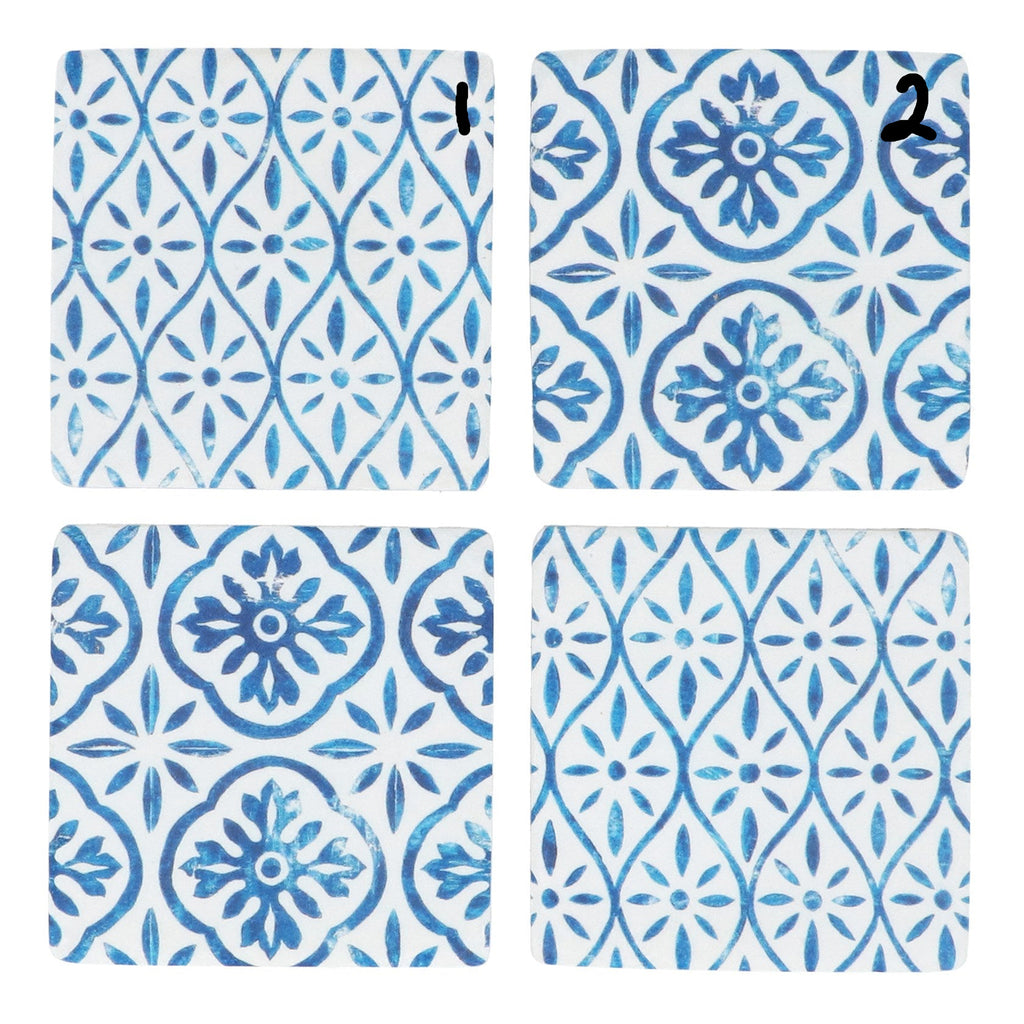 Indigo Tile Trellis resin coaster - Daisy Park