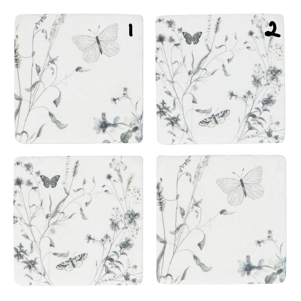 Grey Butterfly Meadow resin coaster - Daisy Park