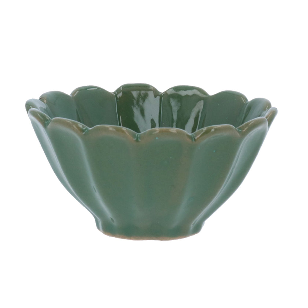 Green stoneware fluted mini bowl - Daisy Park