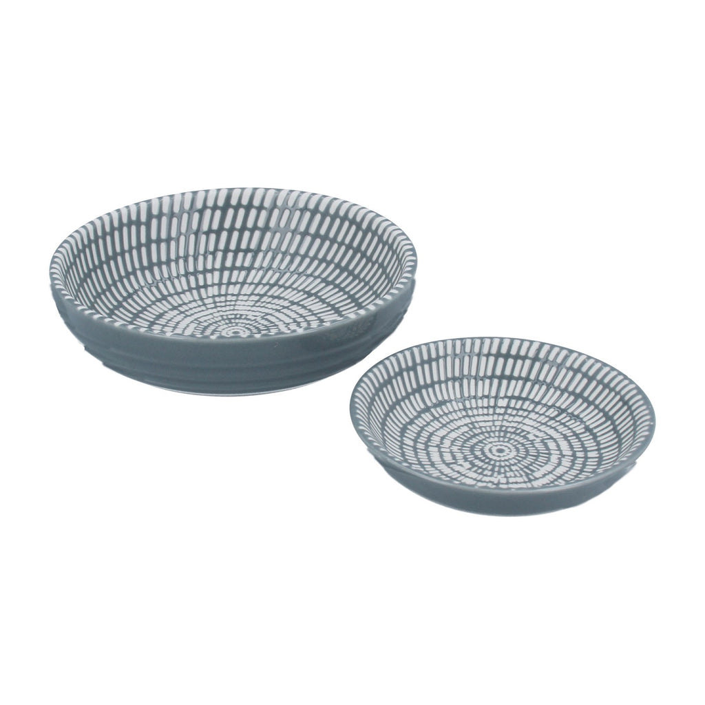 Set of 2 Grey ceramic trinket dishes - Daisy Park