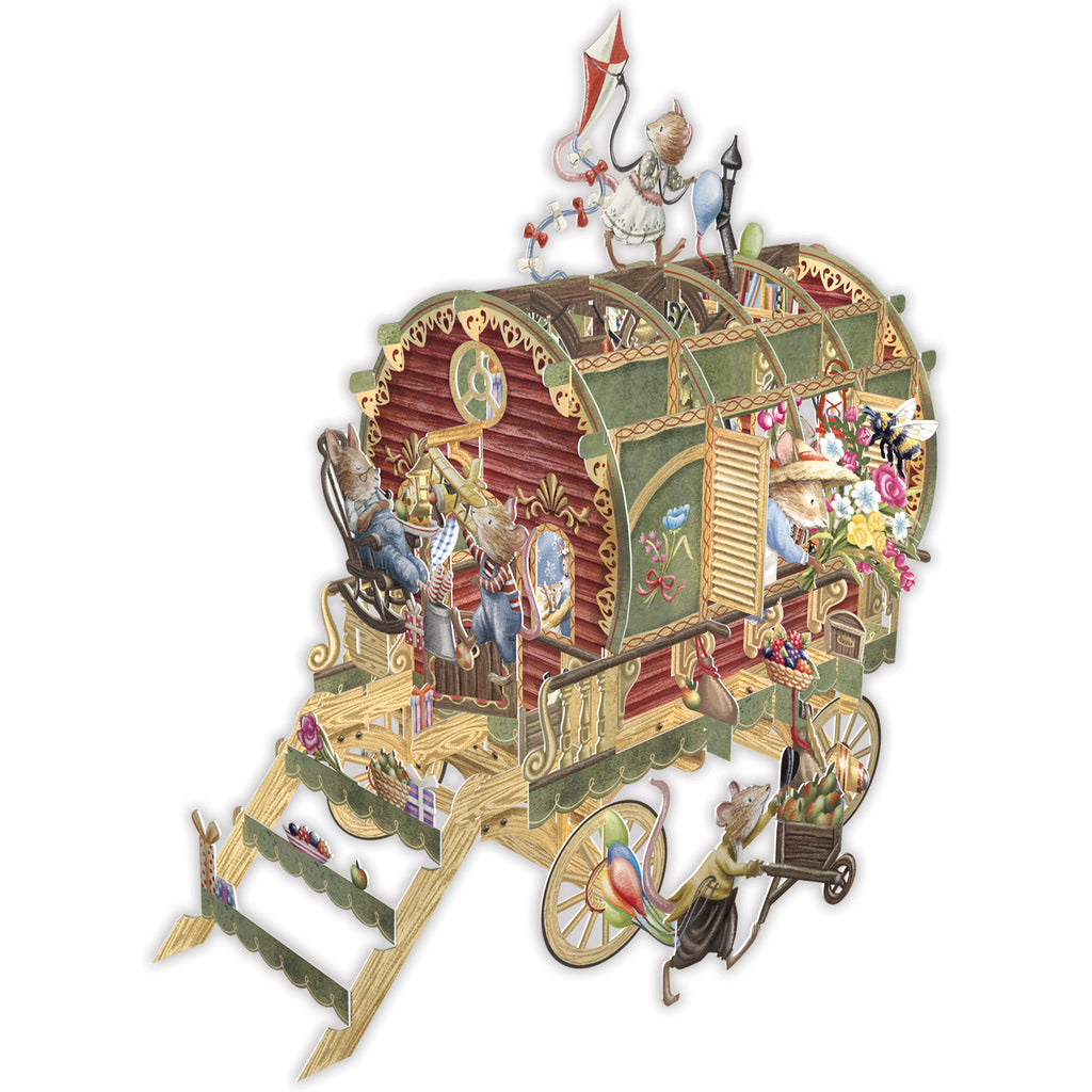 Mouse House caravan 3D pop up greeting card - Daisy Park