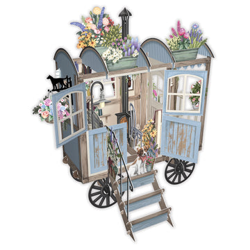 Betty Blue Shepherds hut 3D pop up greeting card - Daisy Park