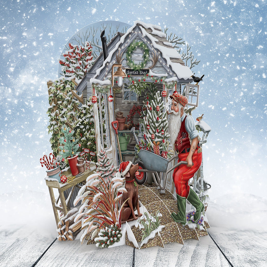 Santa's Shed 3D Christmas card - Daisy Park