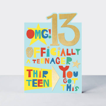 Age 13 Teenager birthday card - Daisy Park