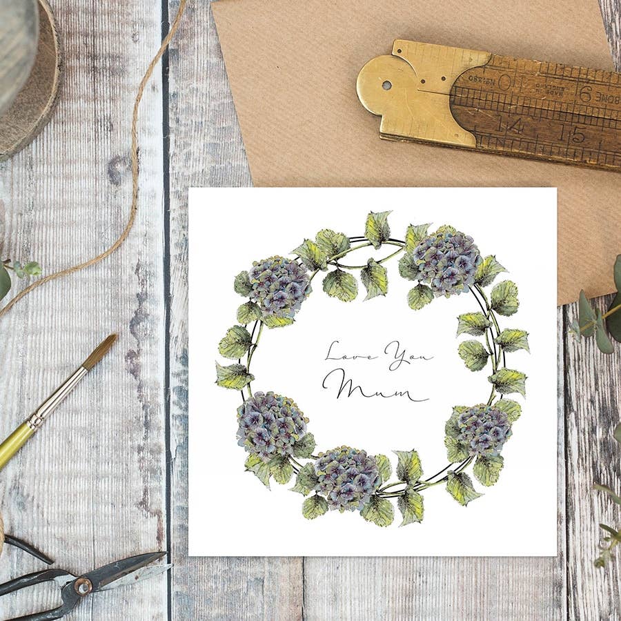 Love You Mum Hydrangea Card - Daisy Park