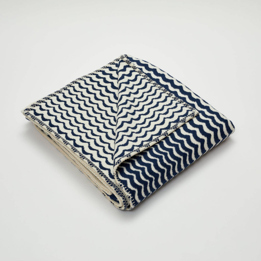 Navy Swell Recycled Cotton Blanket - Daisy Park