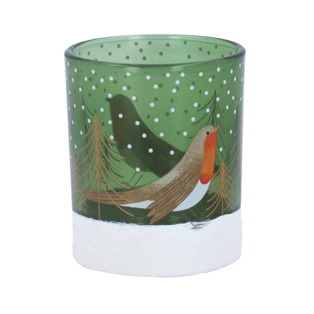 Robin green glass mini tea light - Daisy Park