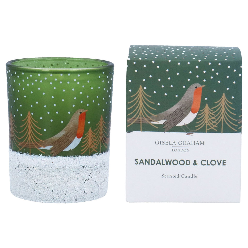Robin green glass mini tea light candle - Daisy Park