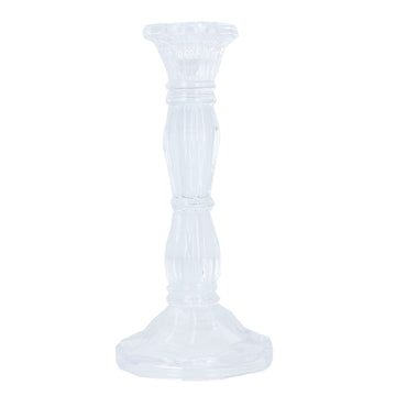 Clear glass moulded large candlestick - Daisy Park