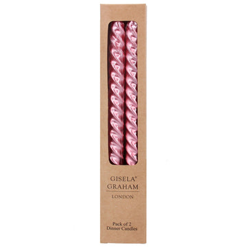 Metallic pink twist box of 2 taper candles - Daisy Park
