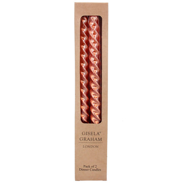 Metallic orange twist box of 2 taper candles - Daisy Park