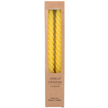 Pastel yellow twist taper dinner candles - box of 2 - Daisy Park