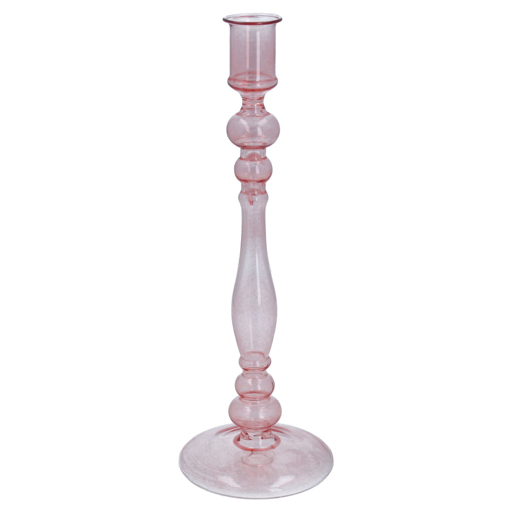 Clear pink glass candlestick - Daisy Park