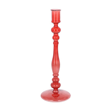 Red tall glass candlestick - Daisy Park