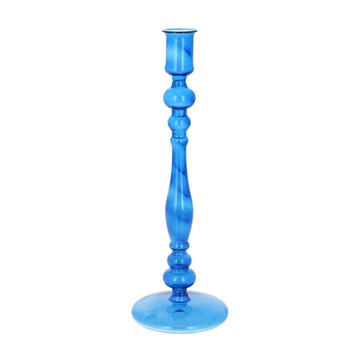 Blue tall glass candlestick - Daisy Park