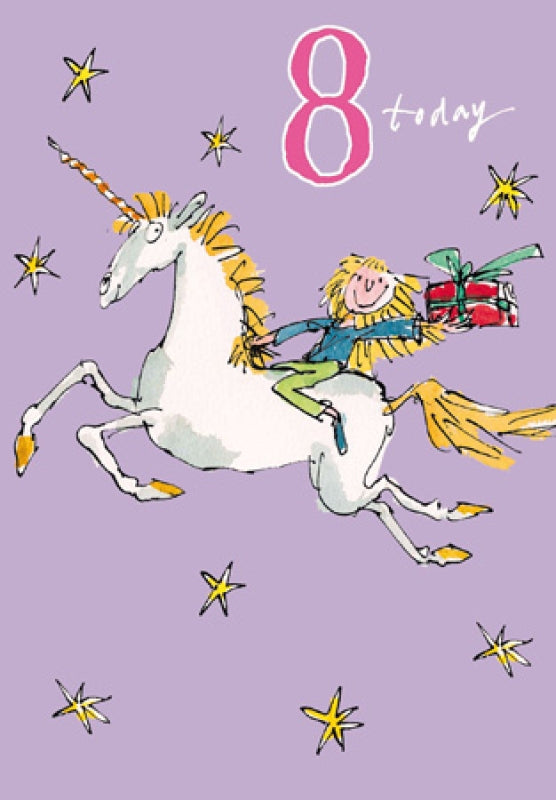 Quentin Blake - Unicorn 8th Birthday girl card - Daisy Park